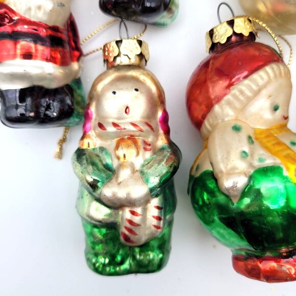 Glass Ornaments Set 7 1992 Snowman Santa 3.5'' Christmas Tree Ornaments Vintage - Picture 3 of 9